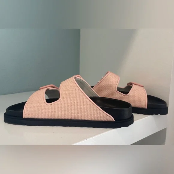 1774 BIRKENSTOCK Arizona Raffia Luxe Slide Sandal Chintz Rose Pink New NWT - Picture 16 of 17